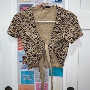 Brandy Melville Wrap Cheetah Top